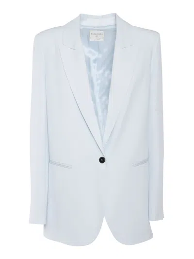 Forte Forte Regular-fit Satin Blazer With Notched Lapels In Blue