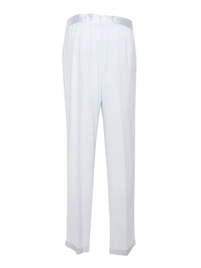 Forte Forte Baggy Satin Trousers With Wide Waistband In White