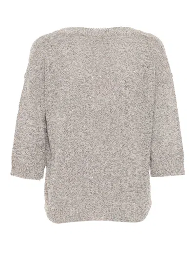 Kangra Cashmere Three-quarter Sleeve Pullover With Subtle Sequins In Beige