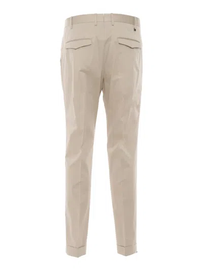 Pt Torino Beige Stretch Cotton Blend Silkochino Pant In Brown