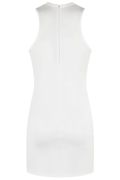 David Koma Speckled Rhinestone Embr Mini Jersey In White Silver