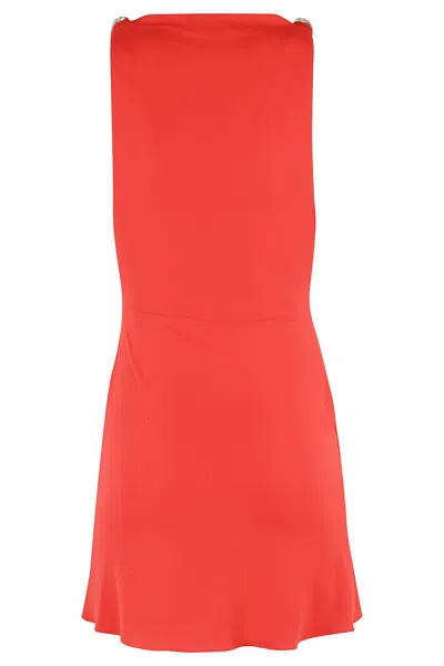 David Koma Crystal Claw Embr Detail Cowl Neck Mini In Orange