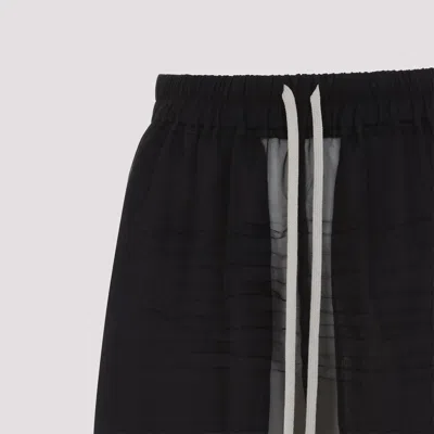 Rick Owens Layered Silk Bermudas With Sheer Panels In Black