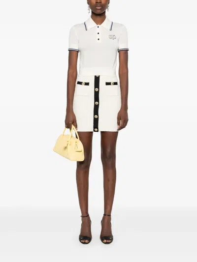 Self-portrait Sp-patch Polo Top In White