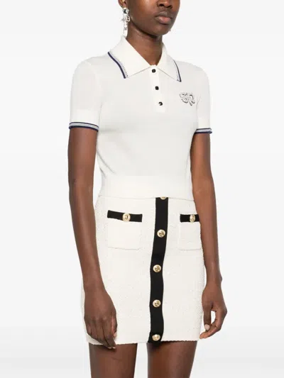 Self-portrait Sp-patch Polo Top In White