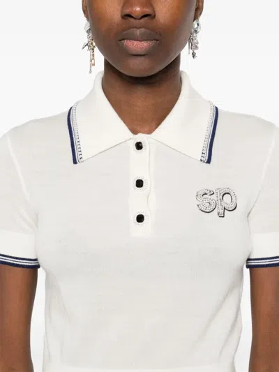 Self-portrait Sp-patch Polo Top In White
