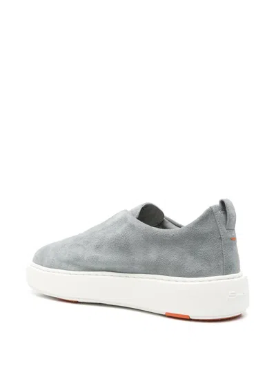 Santoni Suede Sneakers In Blue