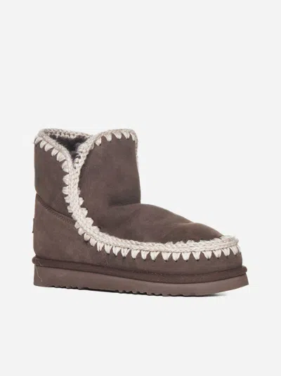 Mou Eskimo Suede And Shearling Ankle Boots In Brown