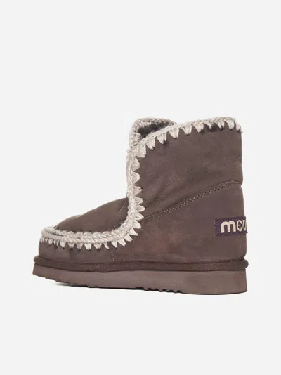 Mou Eskimo Suede And Shearling Ankle Boots In Brown