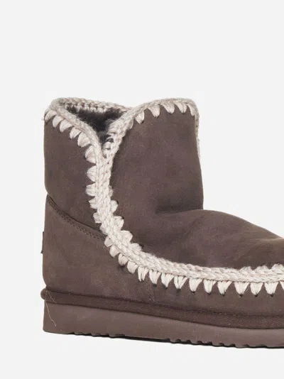 Mou Eskimo Suede And Shearling Ankle Boots In Brown