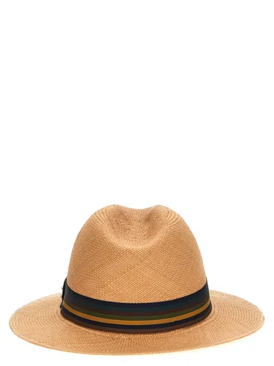 Max Mara Striped-band Fedora Hat In Beige