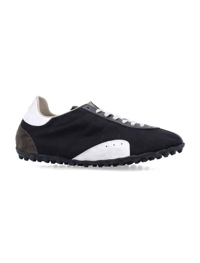 Maison Margiela Sprinter Leather And Suede-trimmed Twill Sneakers In Black