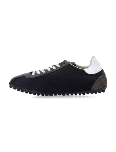 Maison Margiela Sprinter Leather And Suede-trimmed Twill Sneakers In Black