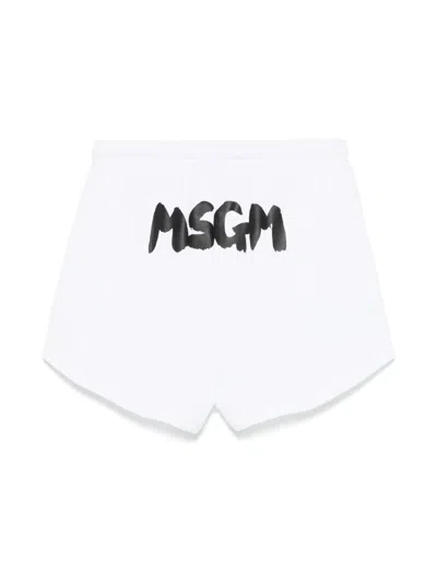 Msgm Logo-print Shorts In White