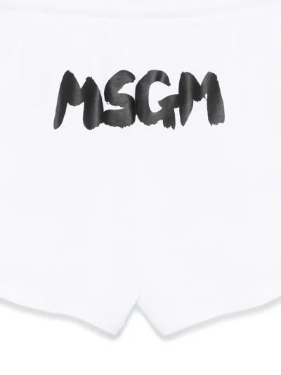 Msgm Logo-print Shorts In White