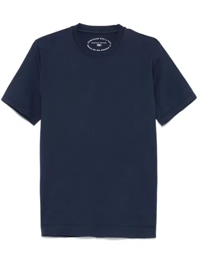 Fedeli Basic T-shirt In Night Blue Giza Jersey In Blue