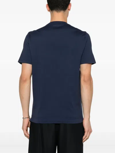 Fedeli Basic T-shirt In Night Blue Giza Jersey In Blue