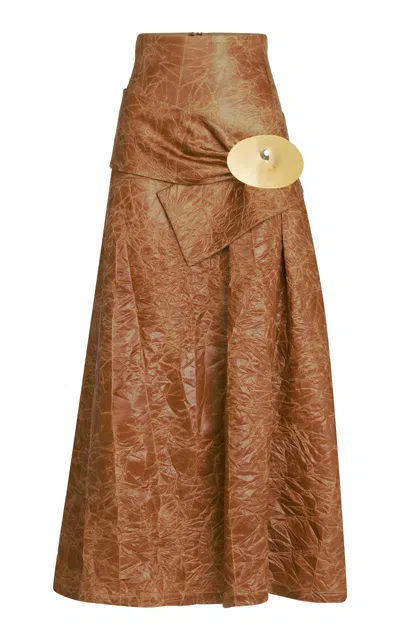 Silvia Tcherassi Olga A-line Maxi Skirt In Tan