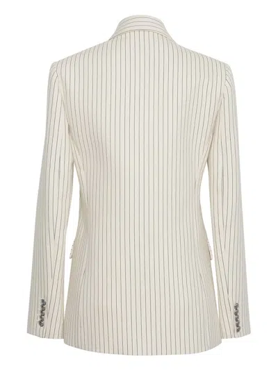 Adam Lippes Pinstriped Twill Blazer In Neutrals