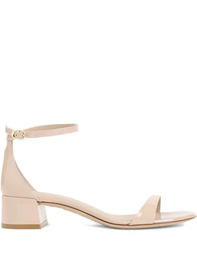 Stuart Weitzman Nudist 35 Block Sandals In Patent Leather In Neutrals