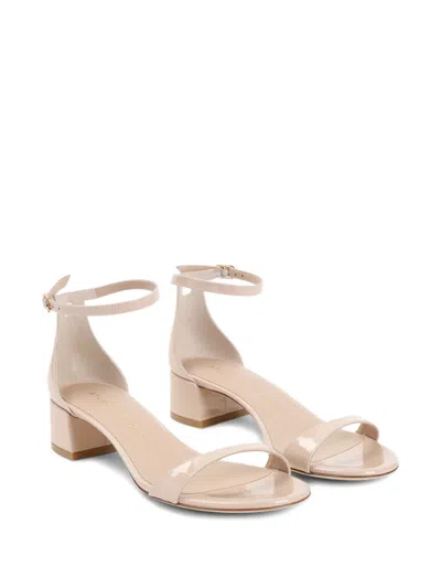 Stuart Weitzman Nudist 35 Block Sandals In Patent Leather In Neutrals