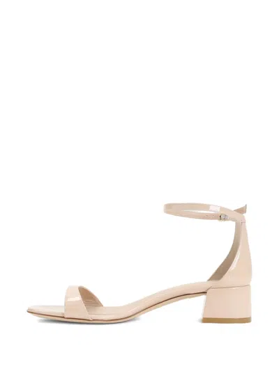 Stuart Weitzman Nudist 35 Block Sandals In Patent Leather In Neutrals