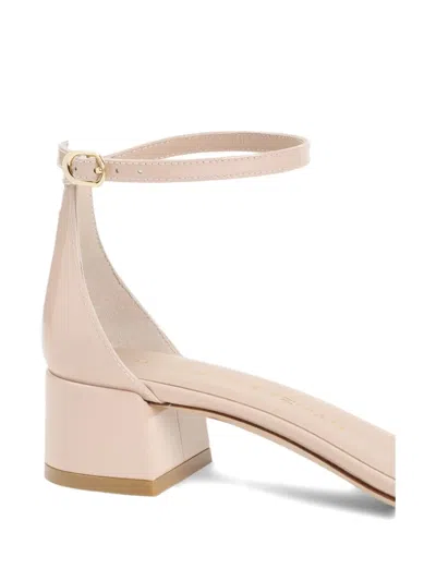 Stuart Weitzman Nudist 35 Block Sandals In Patent Leather In Neutrals