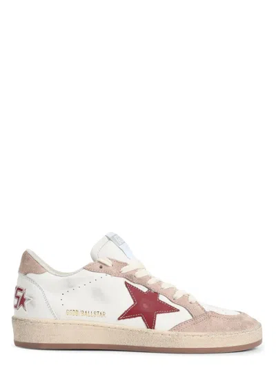 Golden Goose Ballstar Nappa Upper And Spur Suede In White,red,pink