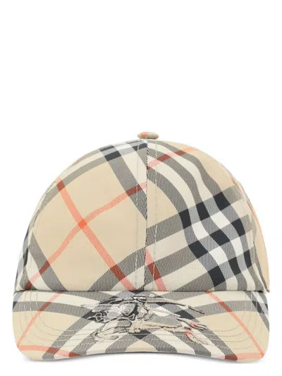 Burberry Baseball Cap Check Pattern With Ekd In Sand