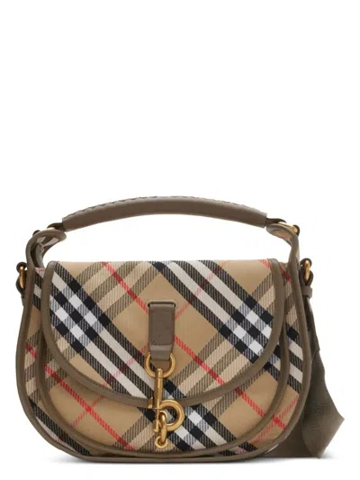 Burberry Small Handbag With Adjustable Strap And Check Pattern In Sandipchck