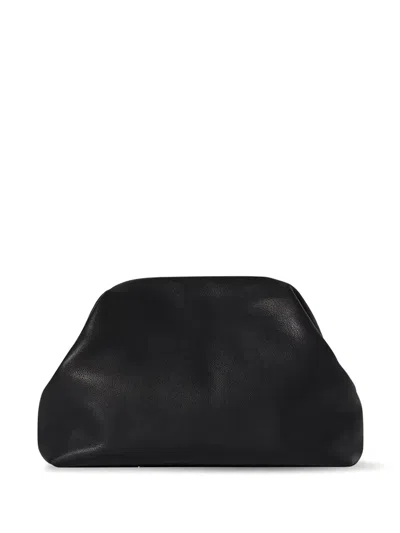 The Row Mira Clutch Bag In Saddle Leather In Black