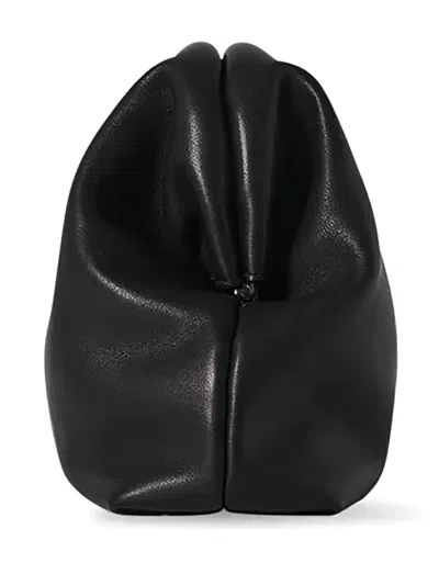 The Row Mira Clutch Bag In Saddle Leather In Black