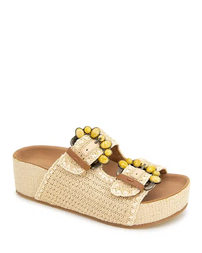 Gentle Souls By Kenneth Cole Kendall Platform Slide Sandal In Natural Raffia