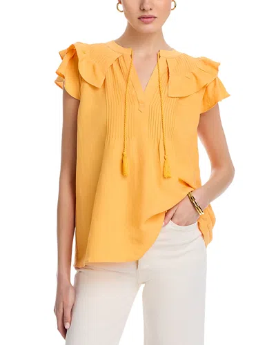 T Tahari Flutter Sleeve Blouse In Mango Slice