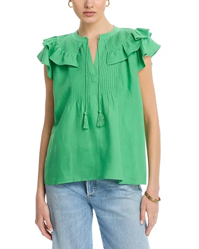 T Tahari Flutter Sleeve Blouse In Green Leaf