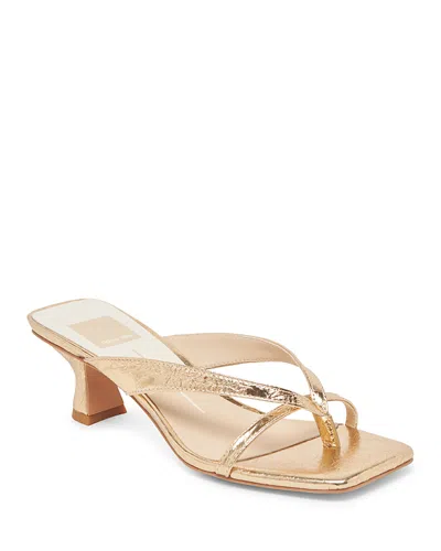 Dolce Vita Brevel Kitten Heel Flip Flop In Gold Distressed