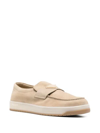 Prada Slip-on Sneakers With Soft Suede Upper In Neutrals