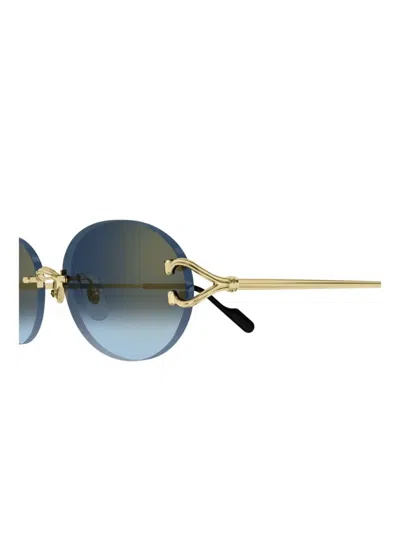 Cartier Ct0551s007 Gold Gold Green In Gold