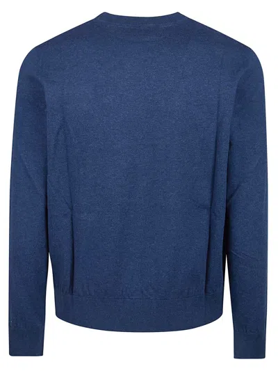 Dsquared2 Ribbed Crewneck Sweater With Cuffs And Hem In Blue