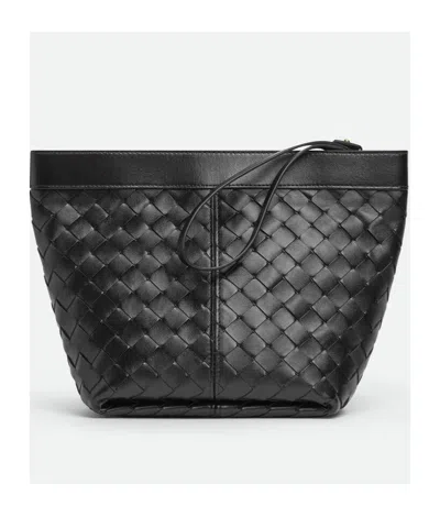 Bottega Veneta Flip Flap Medium Prism Pouch In Black