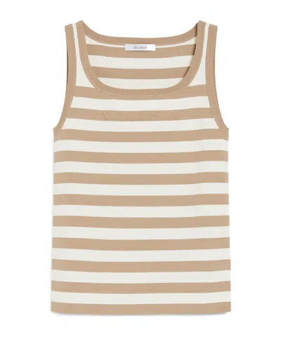 Max Mara Striped Ribbed Sleeveless Viscose Blend Top In Pink