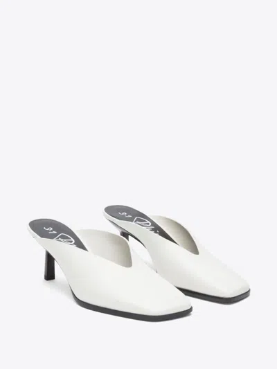 3.1 Phillip Lim 68mm Square-toe Mules In Ant. White