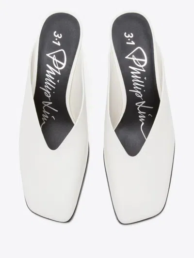 3.1 Phillip Lim 68mm Square-toe Mules In Ant. White