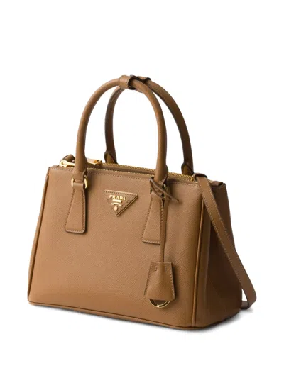 Prada Small Galleria Saffiano Leather Tote Bag In Braun