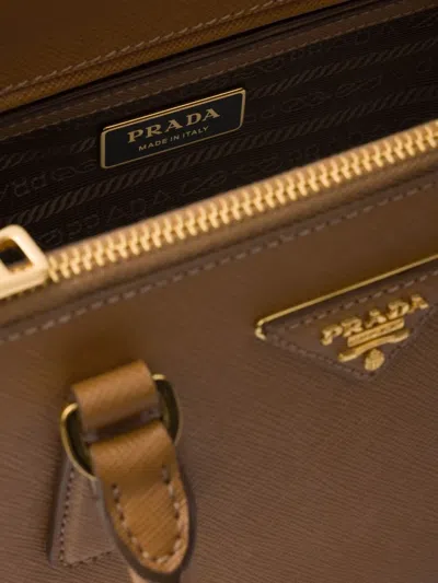 Prada Small Galleria Saffiano Leather Tote Bag In Braun