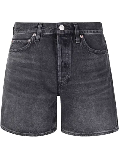 Agolde Dame High Waist Mid Length Relaxed Denim Shorts In Brown
