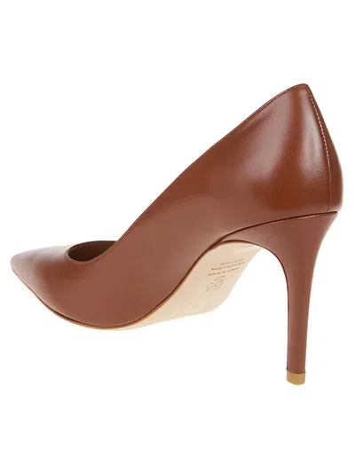 Stuart Weitzman Power Pointed Toe Stiletto Leather Pumps In Brown