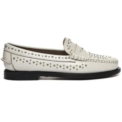 Sebago Classic Dan Loafer White With Studs In Animal Print