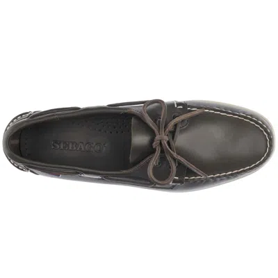 Sebago Black Moccasins With Hand-stitched Detailing In Dk Brown Brown Sea