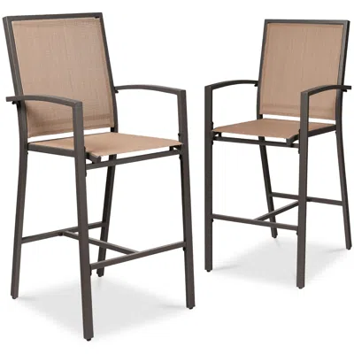 Best Choice Products Outdoor Barstools Set Of 2, Bar Height Patio Chairs W/ All-weather Mesh